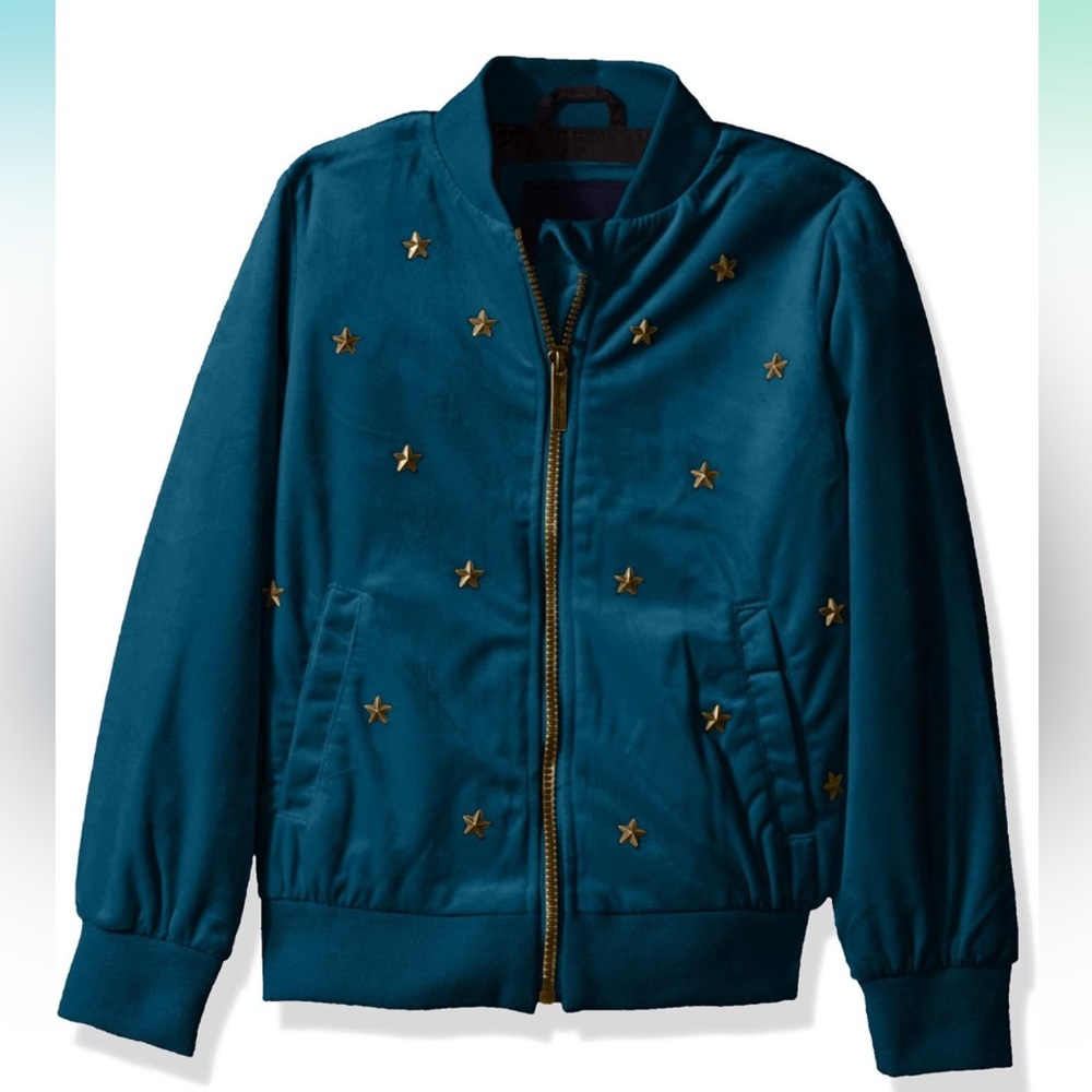 Limited Too Girl's Velvet Bomber Jacket With Stars Jacket blue size 14/16
